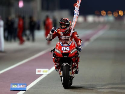 Andrea Dovizioso, tras su victoria en Qatar, este domingo.