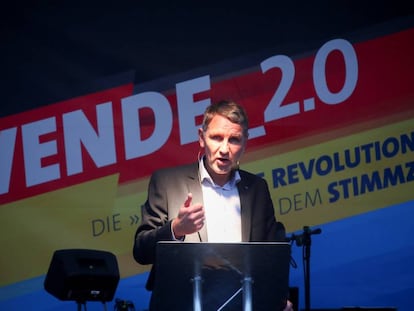 El líder de Alternativa para Alemania (AfD) en Turingia, Björn Höcke, durante un acto de campaña en Gotha el pasado octubre.