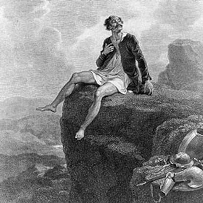 Detalle de <i>Penitencia de Don Quijote en Sierra Morena</i> (1818), de Francis Engleheart por dibujo de Robert Smirke.