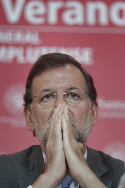 Mariano Rajoy, presidente del PP, durante la inauguración del curso "Políticas públicas para la libertad y el progreso", el 26 de julio de 2010.