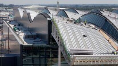 Obras de la T2, en el aeropuerto londinense de Heathrow.