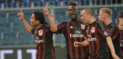 Jugadores del Milan celebran un gol la pasada jornada en Génova.