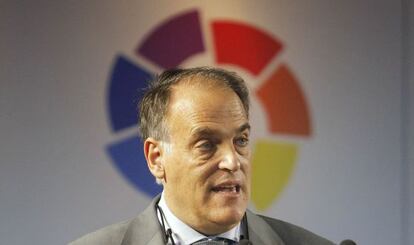 Javier Tebas, presidente de la LFP, en un acto. 