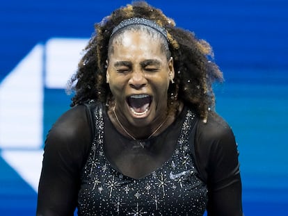 Serena Williams celebra un punto durante el partido contra Tomljanovic en Nueva York.