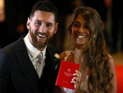 Lionel Messi y Antonella Roccuzzo, el pasado junio, el día de su boda.