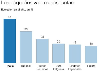 Seis pequeños valores de Bolsa española que ganan hasta un 46% en el año