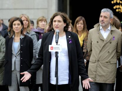 Aturada a l'Ajuntament de Barcelona per commemorar el Dia Internacional de la Dona.