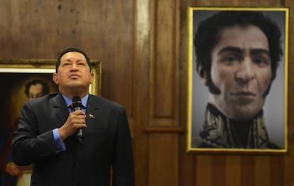 Hugo Chávez durante la rueda de prensa que dio en Caracas el 9 de octubre.