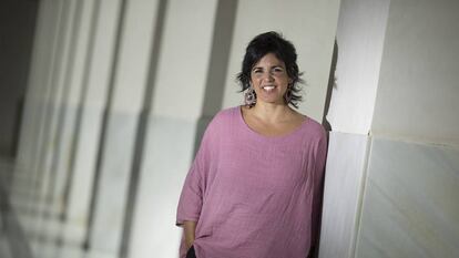 La secretaria general de Podemos en Andalucía, Teresa Rodríguez, el pasado jueves en el Parlamento andaluz.