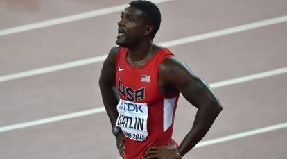 Justin Gatlin, tras la carrera.