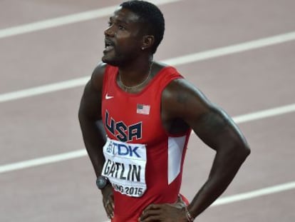 Justin Gatlin, tras la carrera.