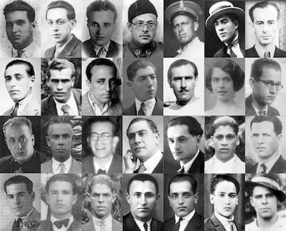 Composición de retratos de víctimas de la dictadura franquista en Canarias elaborado por Eugenio Merino y Miguel G. Morales