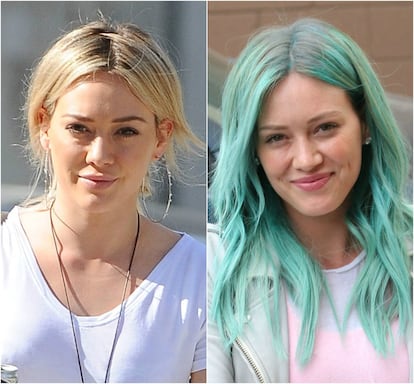 Hilary Duff se divorció de su primer marido, Mike Comrie, en 2015 por "diferencias irreconciliables". La cantante hizo evidente el final de sus cinco años de matrimonio tiñéndose el pelo en un tono verde azulado.