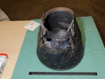 Tubo de escape de un proyectil Buck localizado cerca de los restos del vuelo MH17.