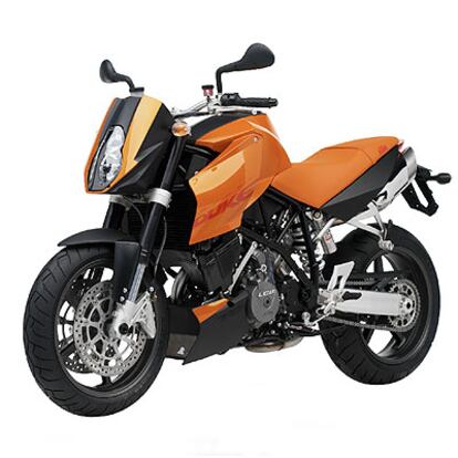 La Super Duke 990 se vende en el color naranja de KTM y también en negro.