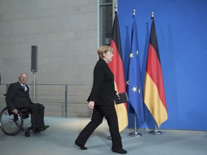 Wolfgang Schäuble and Angela Merkel in Berlin in 2019.