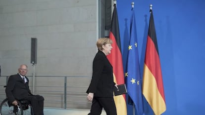 Wolfgang Schäuble y Angela Merkel en Berlín en 2019.