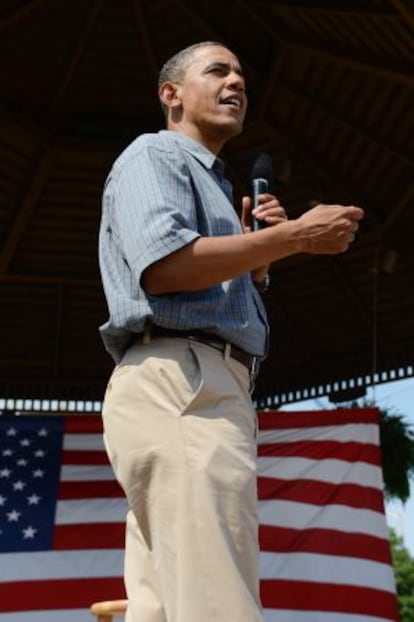 Barack Obama durante su discurso en Sandusky (Ohio).