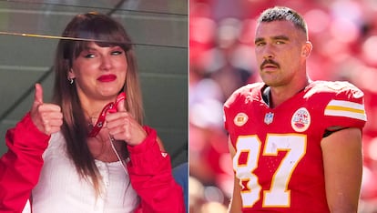 Taylor Swift y Travis Kelce, en el Arrowhead Stadium, en Kansas, el 24 de septiembre de 2023.