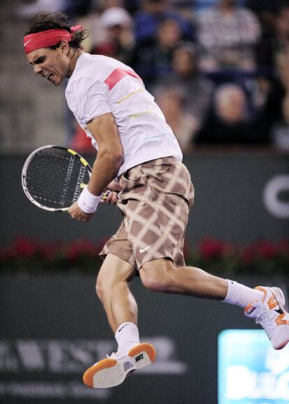 Nadal celebra un punto durante el partido.