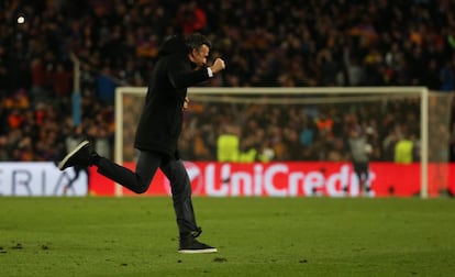 Luis Enrique celebra la victoria de su equipo.