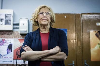 Manuela Carmena after a press conference on Monday.