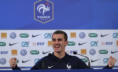 Griezmann, durante la rueda de prensa celebrada en Istra a dos días de la final del Mundial.