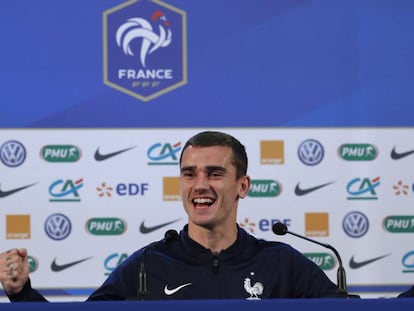 Griezmann, durante la rueda de prensa celebrada en Istra a dos días de la final del Mundial.