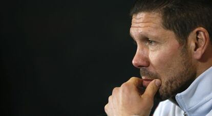 Simeone, en la rueda de prensa.