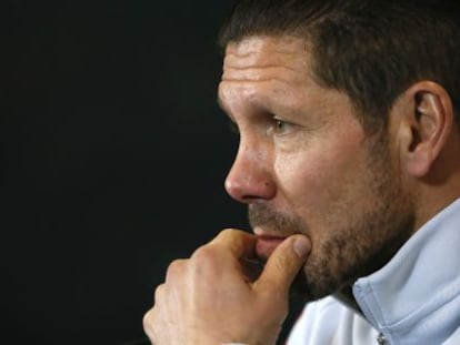 Simeone, en la rueda de prensa.