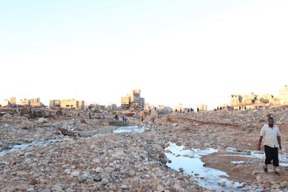 General view of the destruction caused by the floods in Derna, September 12, 2023.