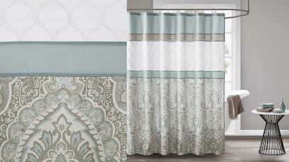 cortinas de tela para baño grises