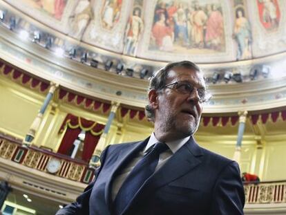 El presidente del Gobierno, Mariano Rajoy, en el hemiciclo durante el debate de investidura. REUTERS