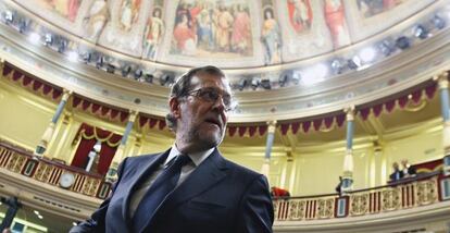 El presidente del Gobierno, Mariano Rajoy, en el hemiciclo durante el debate de investidura. REUTERS