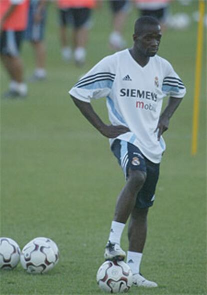 Claude Makelele, en un entrenamiento reciente del Madrid.