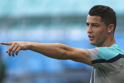 Cristiano Ronaldo, durante un entrenamiento mundialista con Portugal