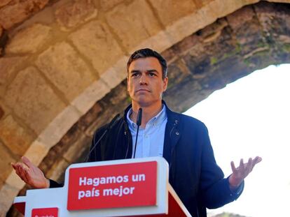 El líder del PSOE, Pedro Sánchez, en un acto de partido en Cantabria.