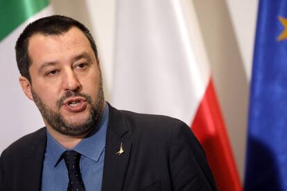 El ministro del Interior italiano, Matteo Salvini, en su visita a Varsovia.