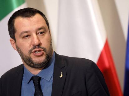 El ministro del Interior italiano, Matteo Salvini, en su visita a Varsovia.