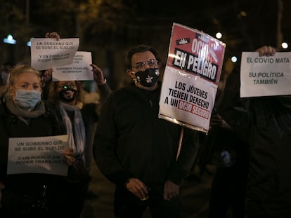 A demonstration in Barcelona on Thursday against coronavirus restrictions.