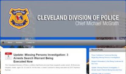 Comunicación de la policía de Cleveland sobre los tres detenidos.