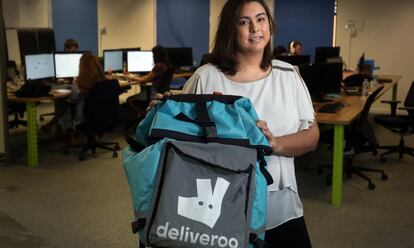 Diana Morato, directora general de Deliveroo España, en la sede de su empresa en Madrid 