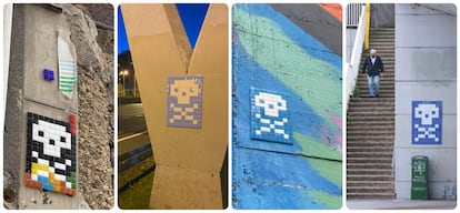 Decenas de pequeñas calaveras hechas con teselas blancas y azules han aparecido en las calles de A Coruña, y son una sorpesa para los paseantes. El mosaico, iniciativa de un artista anónimo (<a href="https://twitter.com/xerionxerion" target="_blank">@xerionxerion</a>), es una versión 2.0 del cráneo de Xerión, el gigante mitológico derrotado por Hércules y enterrado bajo la torre del mismo nombre, y que aparece en el escudo de la ciudad.