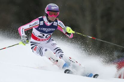 La esquiadora Maria Hoefl-Riesch, de Alemania, durante el Mundial de esquí alpino celebrado en Schladming, Austria.