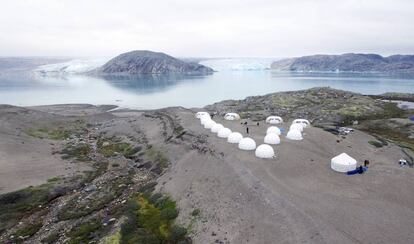 Campamento glaciar en Groenlandia