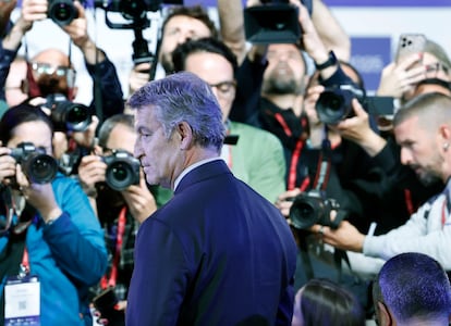 El presidente del Partido Popular, Alberto Núñez Feijóo, en la reunión anual del Cercle d'Economia celebrada esta semana en Barcelona.