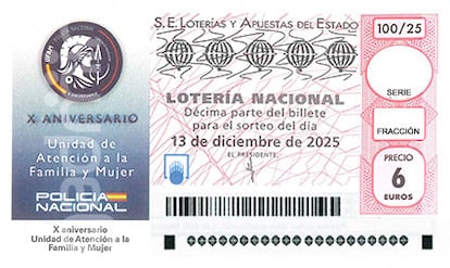 Décimo de Lotería Nacional del sábado 13 de diciembre de 2025