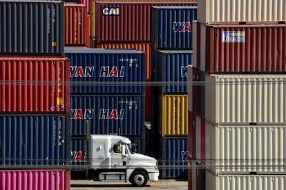 Contenedores en el puerto de Los Ángeles, en julio.
