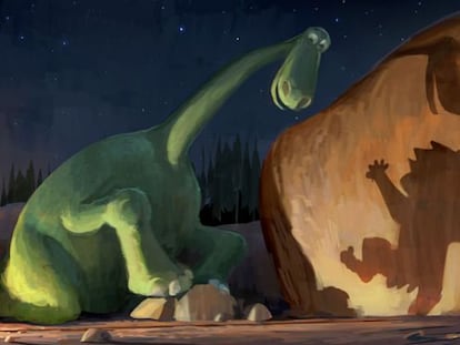 Una ilustración para 'El buen dinosaurio', de Pixar.