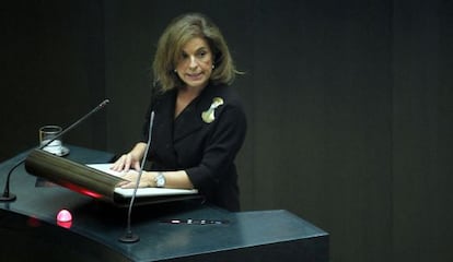 Ana Botella, el pasado noviembre, en el pleno del Ayutamiento de Madrid en el que se constituyó la comisión de investigación del Madrid Arena.